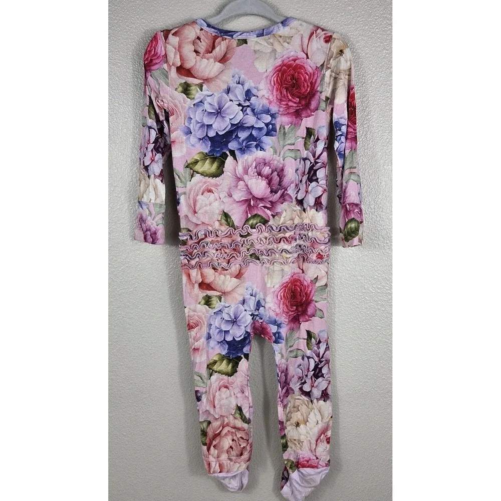 Posh Peanut Floral Bamboo‎ Sleeper 2T + Kickee Pants White Footie Pajamas 2T...